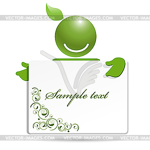 Green person and tablet with pattern - vector clipart