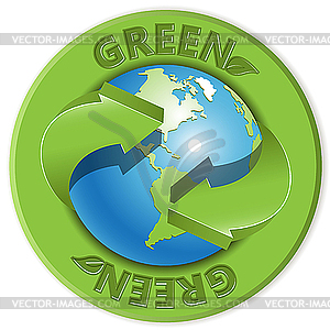 Globe and green arrow - vector clip art