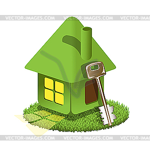 Green house and key - vector image