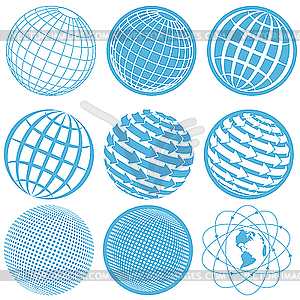 Icons with Globes - vector clipart