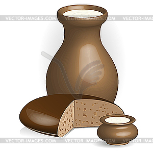 Milk and bread - vector image