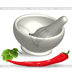 Mortar for spice - vector image