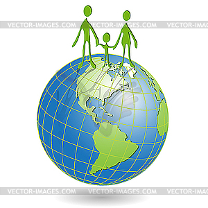 People on globe - vector clipart