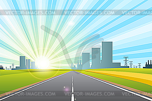 Road in city - stock vector clipart