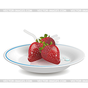 Strawberry on saucer - vector clip art