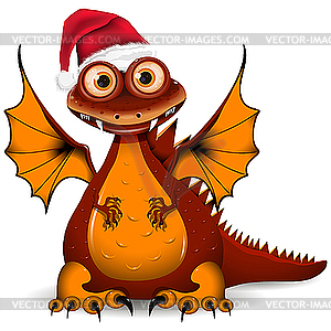 Dragon in red cap - vector image