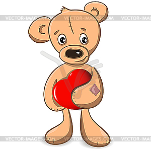 Teddy bear with heart - vector clipart