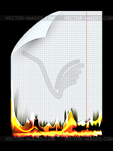 Burning piece of paper - color vector clipart