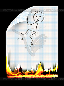Burning piece of paper - vector image