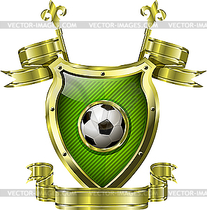 Shield with soccer ball - vector clip art