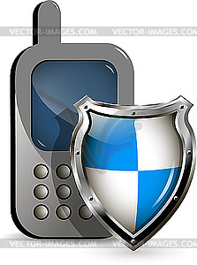 Phone and shield - vector image