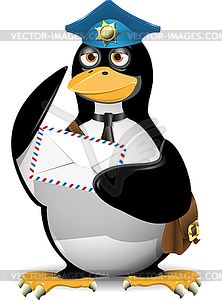 Penguin postman - vector clipart