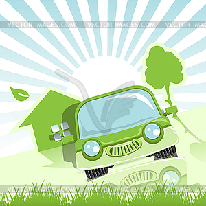 Green Car - vector clip art