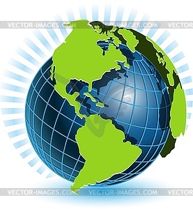 Globe and blue ray - vector image