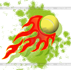 Tennis ball on fire - vector image