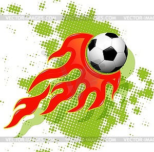 Soccer ball on fire - vector clipart