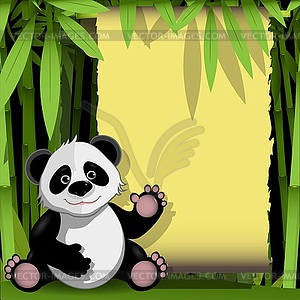 Jolly panda in bamboo forest - vector image