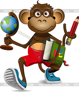 Monkey student - vector clipart