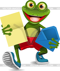 Лягушка с письмом - векторное графическое изображение