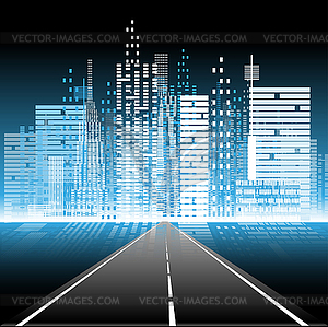 Road to city nightlife - vector image