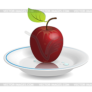 Apple on saucer - vector clip art