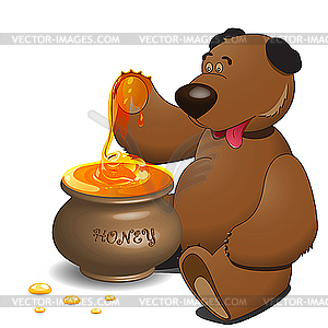 Bear and honey - vector clipart