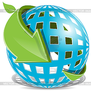 Blue Ball And Green Arrow - vector clip art