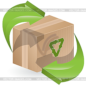 Box and recycling sign - vector clip art