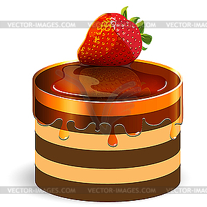 Cake with strawberry - royalty-free vector clipart