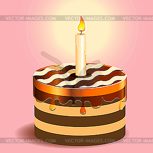 Cake and candle - vector clip art