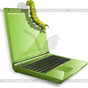 Caterpillar and notebook - vector clip art