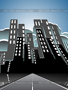 City with high buildings - vector clip art