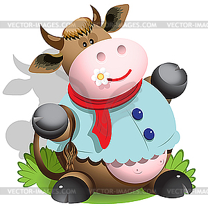 Cow with flower - vector clipart / vector image