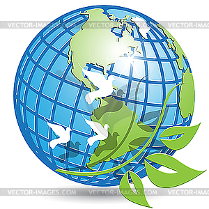 Globe and branch - vector image