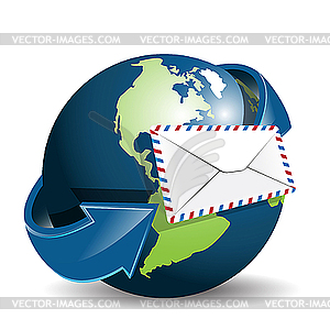 Globe and envelope - vector image