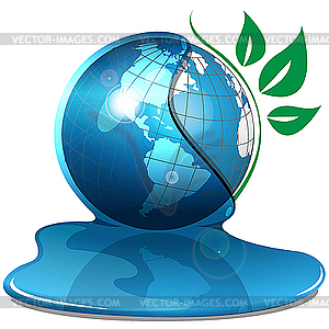 Globe and water - vector clipart