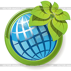 Globe with flower - vector image