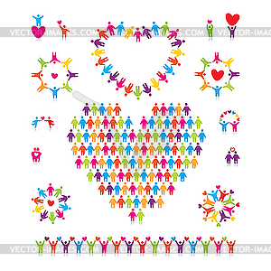 Set of love icons with men - vector clip art