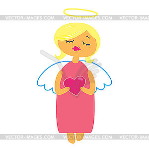 Angel with heart - vector clip art