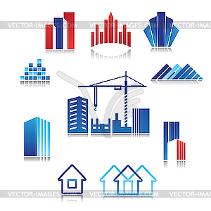 Icons of buildings - vector clipart