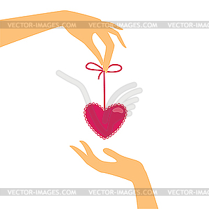 Hand with heart as gift - vector image