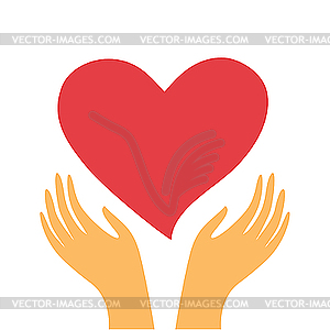 Heart in hands - vector clip art