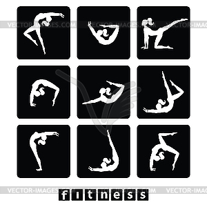 Set fitness icons - vector image