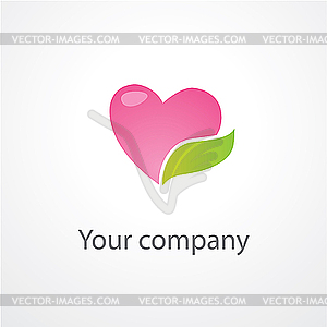 Heart with leaf - vector image