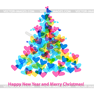 Christmas Tree of Hearts - vector clipart