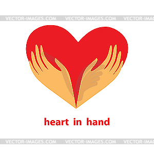 Heart in hands - vector clip art
