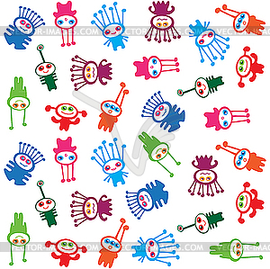 Pattern with children of aliens - vector clipart