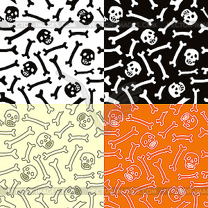 Seamless pattern with skulls and bones - vector image