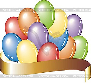 Air balloons and ribbon - vector image