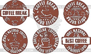 Grunge coffee break stamps - vector image